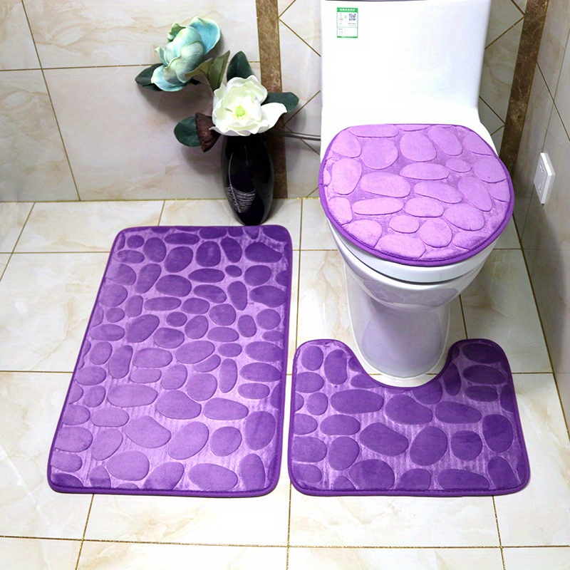 3pc Soft Non Slip Bath Mat Set Bathroom Accessories