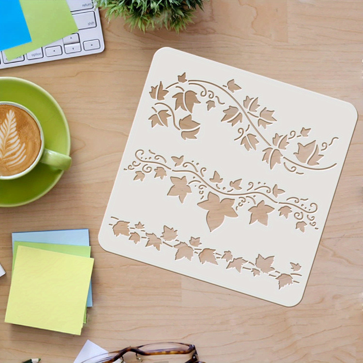 1pc Ivy Stencil 30x30cm Classic Wall Border Leaf Stencils For Painting Reusable Vine Stencil Diy Craft Leaf Drawing Stencil For Painting On Wood Paper Fabric Floor Wall