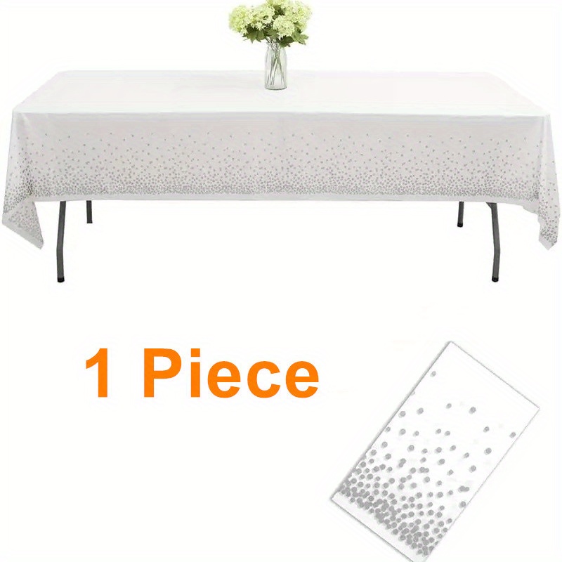 TEMU 1pc,wedding Decorations,summer Decoration,garden Decor For Outside,outdoor Decor, Silvery Dot Plastic Tablecloths, Rectangular Tablecloths,