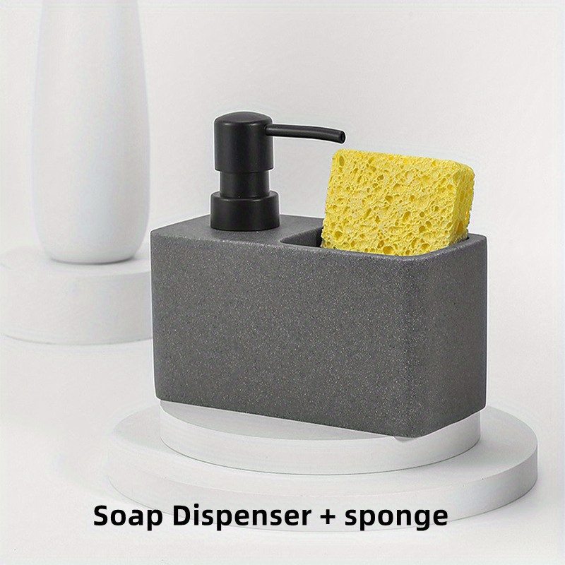 Dish Soap Dispenser and Sponge Holder Manual Soap Liquid Pump Bottle for