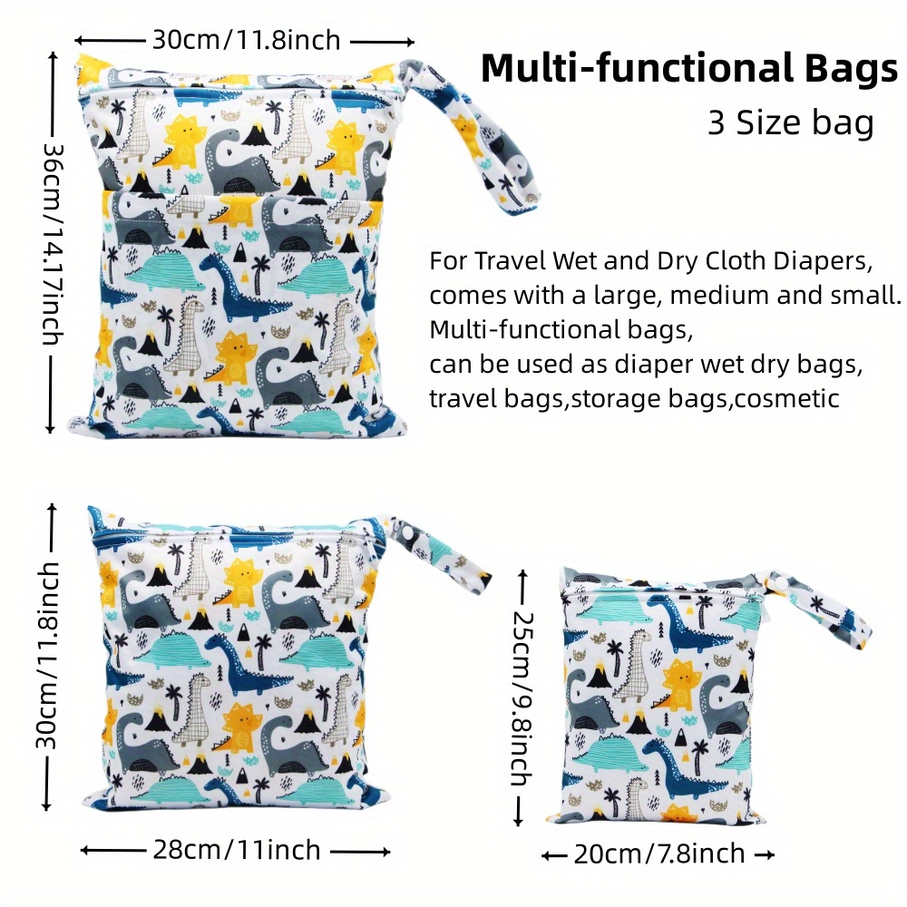 3pcs different size waterproof wet bags baby diaper bags christmas halloween thanksgiving day gift details 1