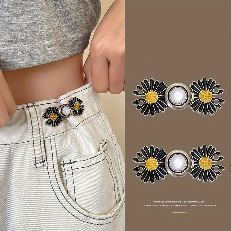 Camellia Flower Pants Button Tightener Alloy Trousers Waistband Waist  Buckle Adjustable Jean Buttons for Loose Jeans - AliExpress