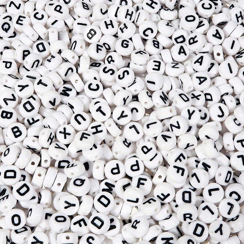 100pcs/lot 7x4mm White Round A-Z Alphabet Letter Acrylic Loose Spacer Beads For Jewelry Making
