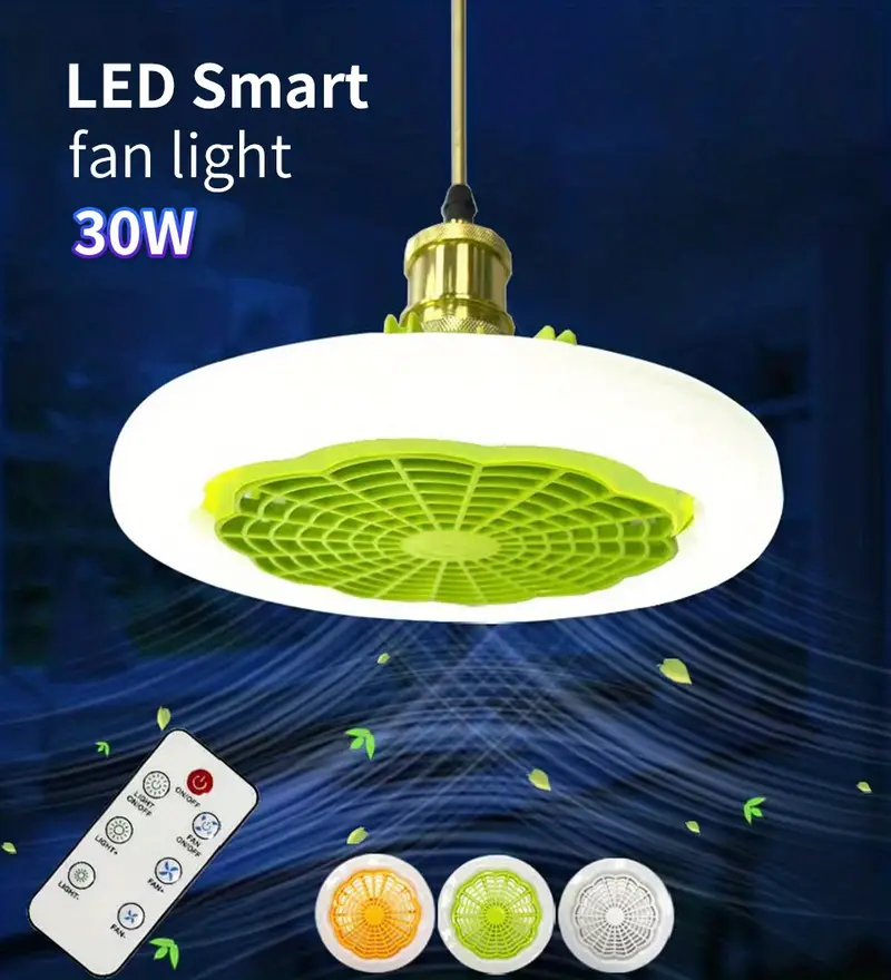 led smart fan light ceiling fan 30w remote control indoor led light silent bedroom kitchen decor lamp fans details 1