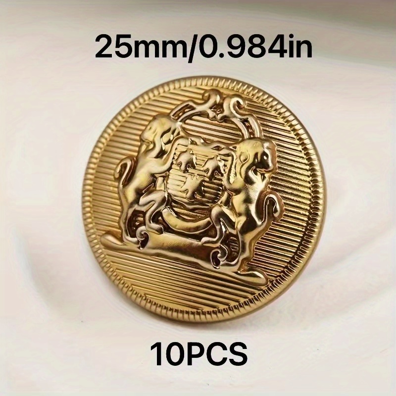 10pcs British Style Metal Double Lion Hand Sewing Coat Buttons