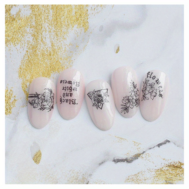 Nail Decoration F Transfer Sticker, Gold Flower Nail Stickers
