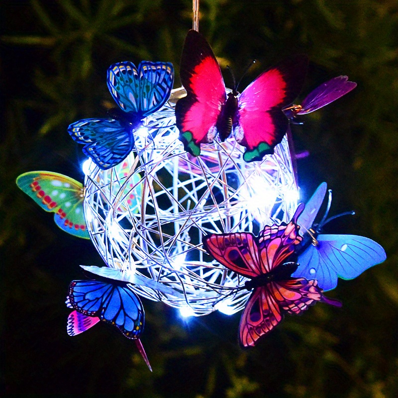 Wasserdichte Schmetterling runde Kugel Licht Metall Solar Garten Licht  Weben Mesh Weg Nachtlicht nach Hause dekorative Landschaft - AliExpress