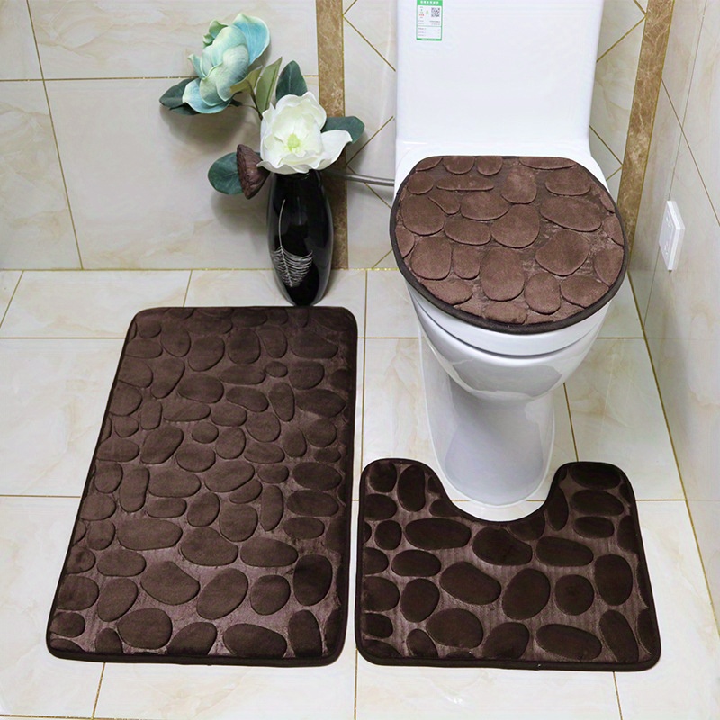 3pc Soft Non Slip Bath Mat Set Bathroom Accessories