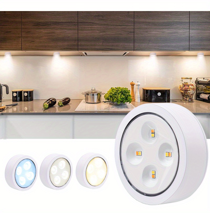 piezas de luz de sensor de movimiento con pilas para interiores, luz de  noche de batería de armario LED (luz blanca redonda) oso de fresa Hogar