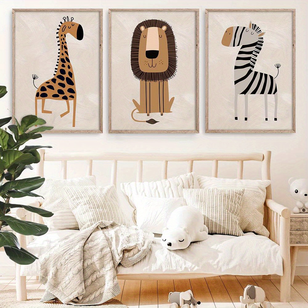 Animal Canvas Wall Art Painting Set Giraffe Art Painting - Temu