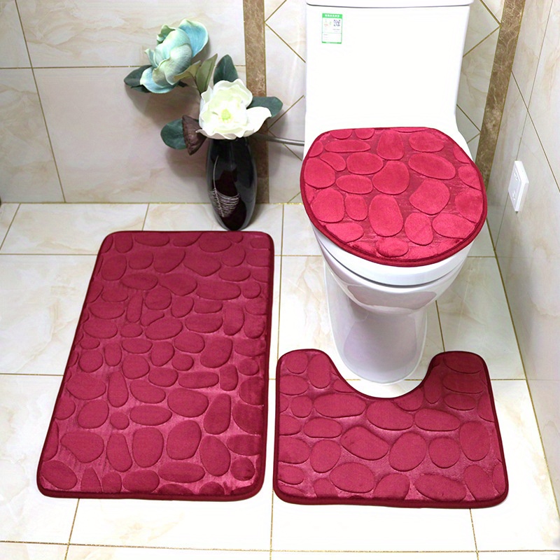 3pc Soft Non Slip Bath Mat Set Bathroom Accessories