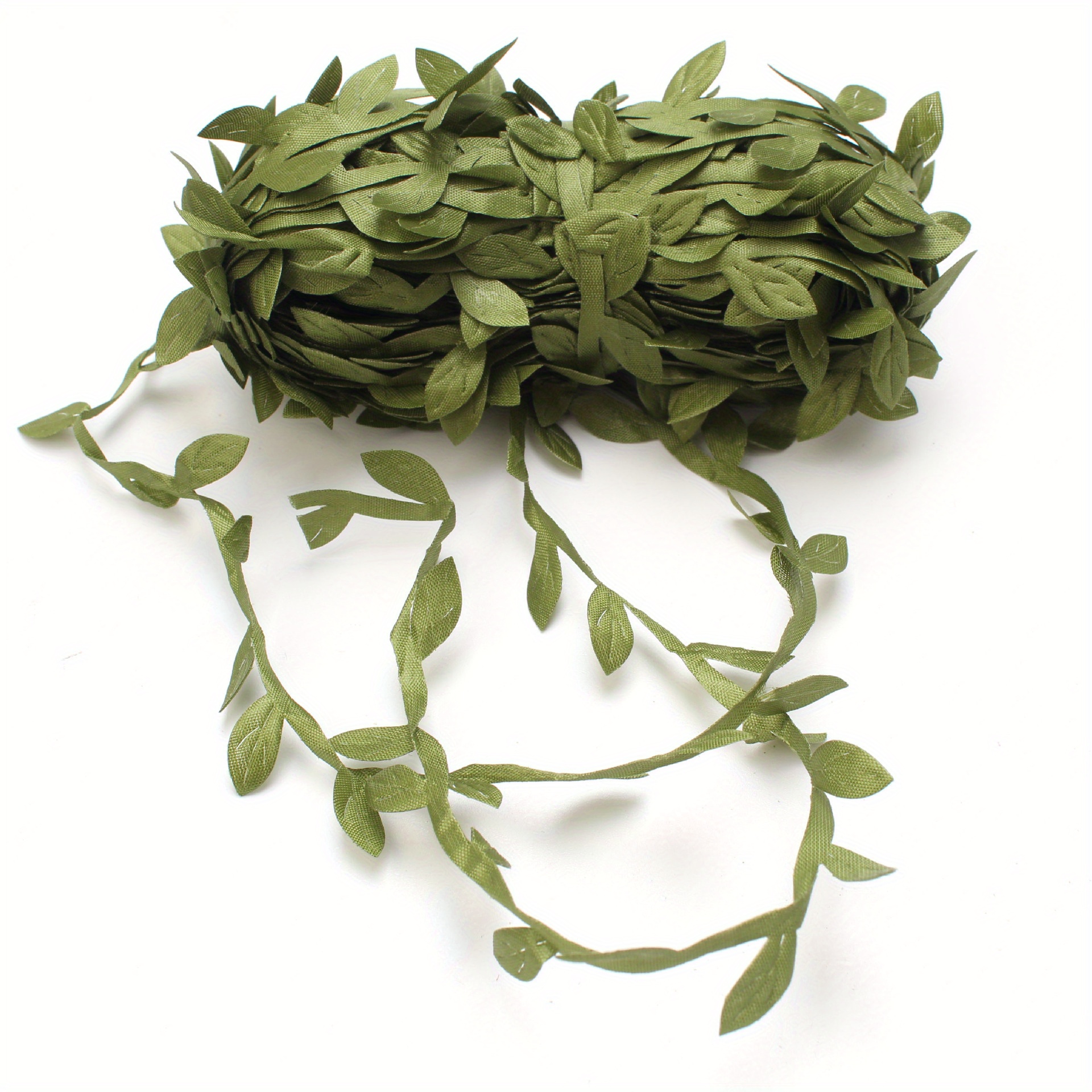 20 Yards Leaf Ribbon Olive Green Leaves Leaf Trim Ribbon - Temu