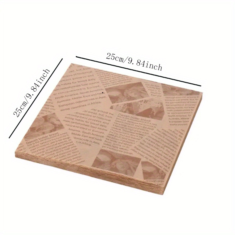 45 Sheet Brown Grid Food Wrapping Paper, Sandwich Wrapping Paper
