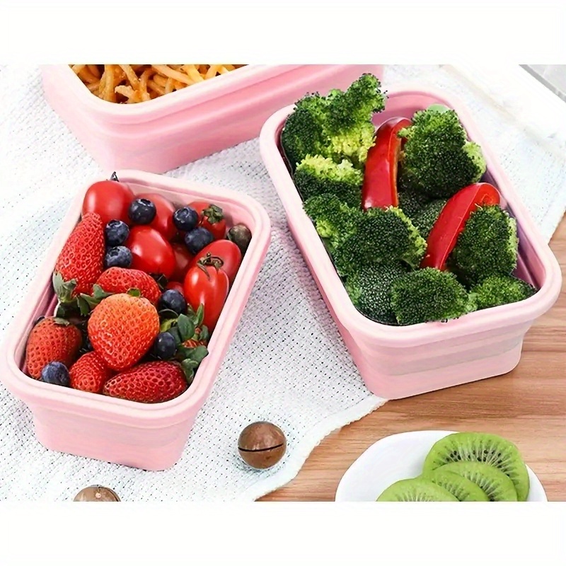 1pc Folding Silicone Insulated Lunch Box Collapsible Portable Round Bento  Box For Office Workers Leakproof Food Storage Container With Bpa Free  Airtight Plastic Lid Microwave And Freezer Safe Home Kitchen Supplies