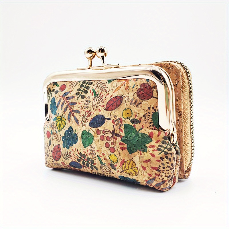 Flower Embroidery Coin Purse, Fashion Kiss Lock Wallet, Mini Pu Leather  Card Holder - Temu Germany