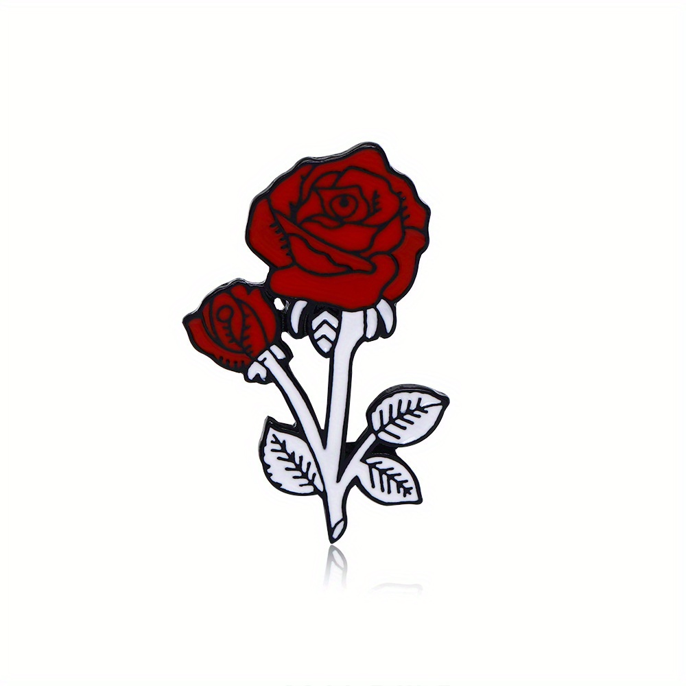 Flowers Badge Cartoon Fashion Brooches Enamel Pins Daisy Red Black Rose  Women Clothes Collar Lapel Pin