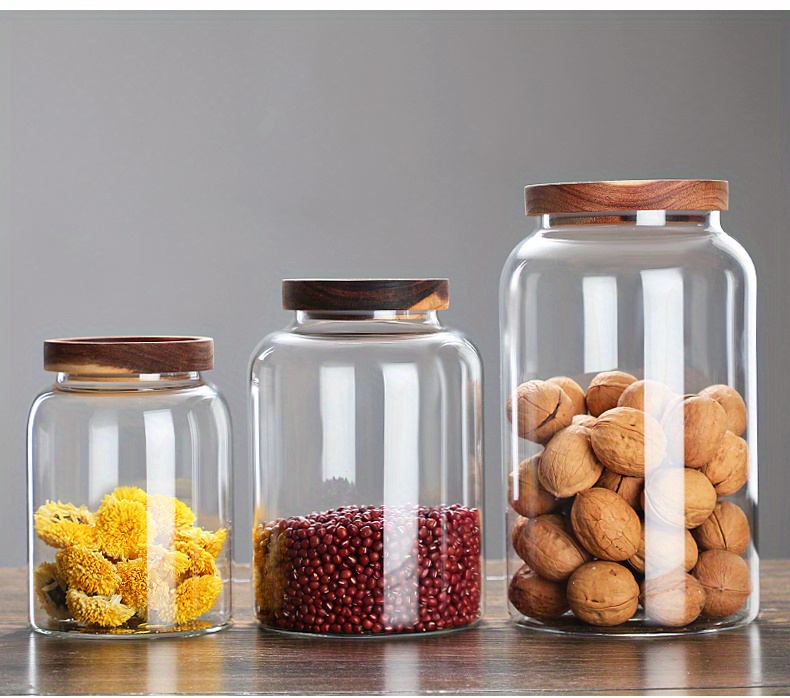 Vasetti ermetici in vetro cucina scatola di immagazzinaggio per alimenti  scatola di immagazzinaggio bottiglia di vetro ambra organizzatore da cucina  contenitore di vetro - AliExpress