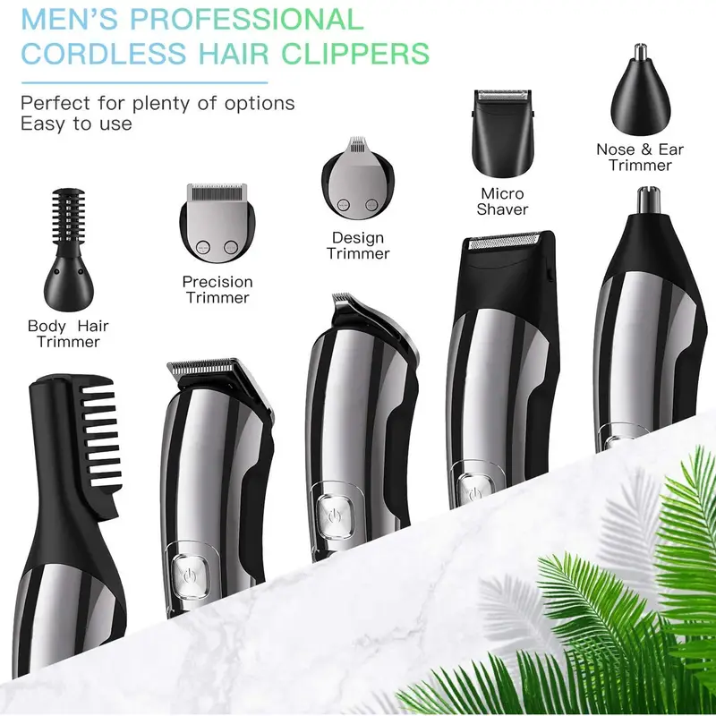 electric hair clipper trimmer rechargeable washable hair cutting machine mens beard shaver with lcd digital display six in one grooming set suitable for fathers day gift details 3
