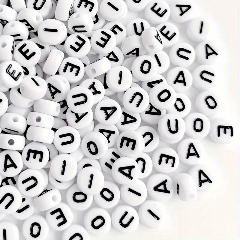 500PCS Acrylic Letter Beads for Bracelets, Alphabet Beads for Jewelry  Making, Crafts, Necklaces, Keychains (Square Black on White)