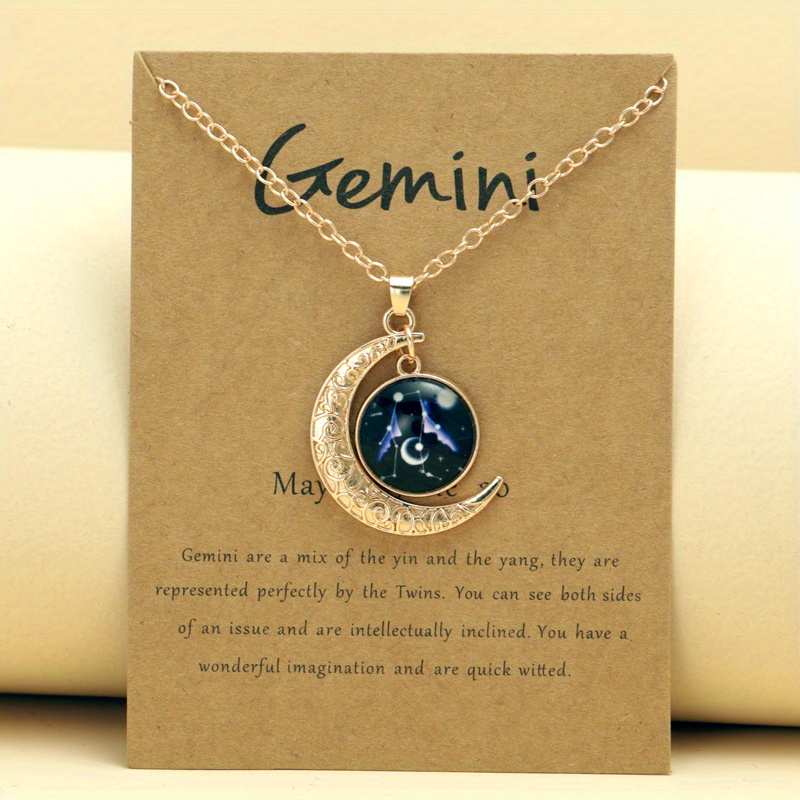 2023 New 12 Constellation Moon Necklace Time Gem