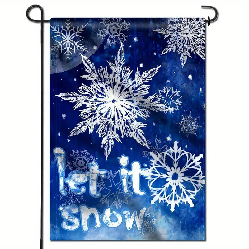 1pc Winter Snowflake Garden Flag Let It Snow Decorative Garden Flags Weather Resistant Double Stitched 18 X 12Inch details 0