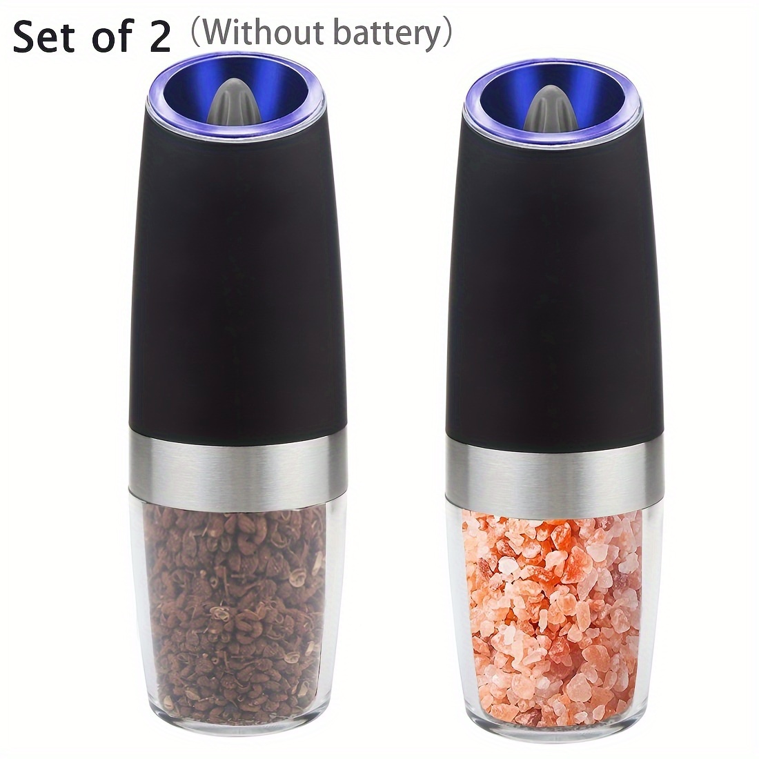 2 Pcs/Set Electric Pepper Grinder Stainless Steel Automatic