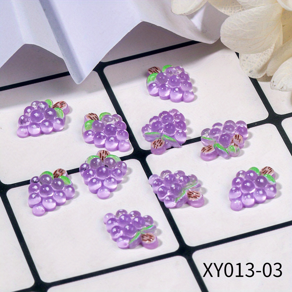 Grape Aurora Purple 3d Nail Charms Resin Stones For Gel - Temu