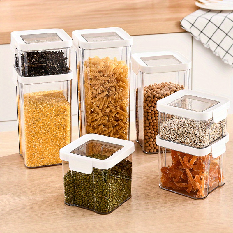 Large Stackable Airtight Food Spice Jars With Lid Mason Cookie Candy Sugar  Plastic Containers Kitchen Rice Storage Organization