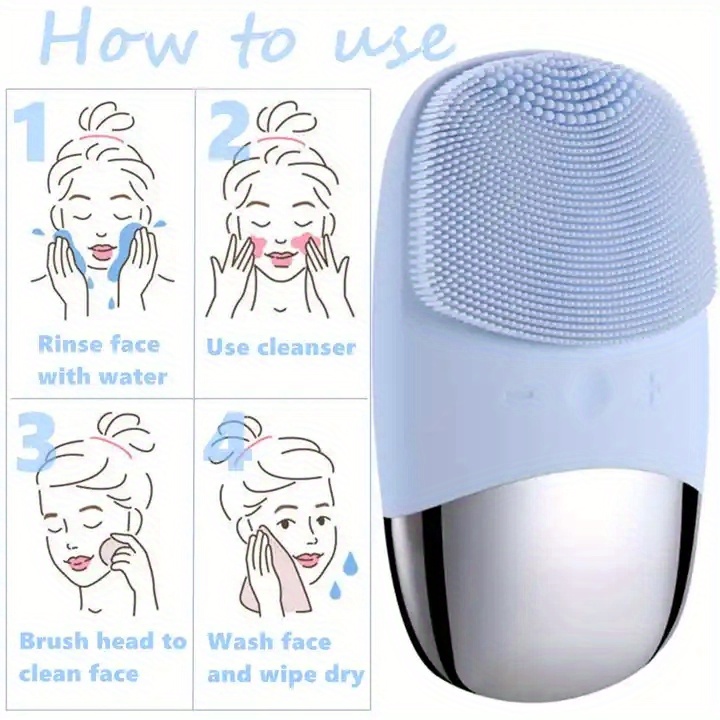 facial cleansing brush electric silicone face scrubber face details 4