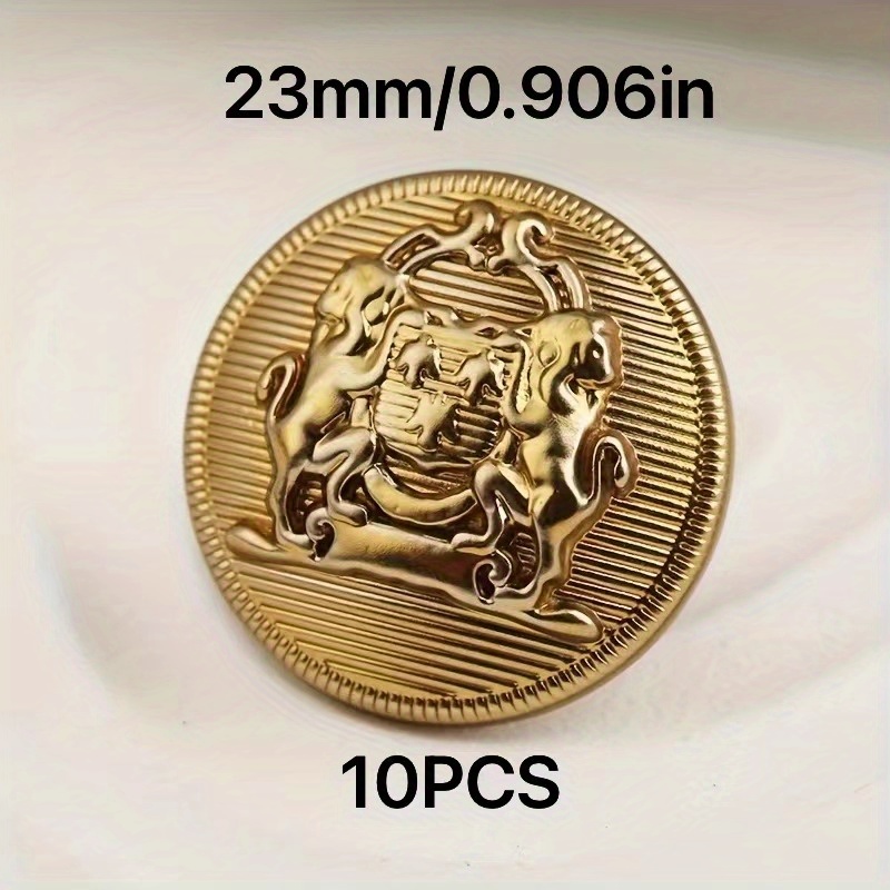 10pcs British Style Metal Double Lion Hand Sewing Coat Buttons