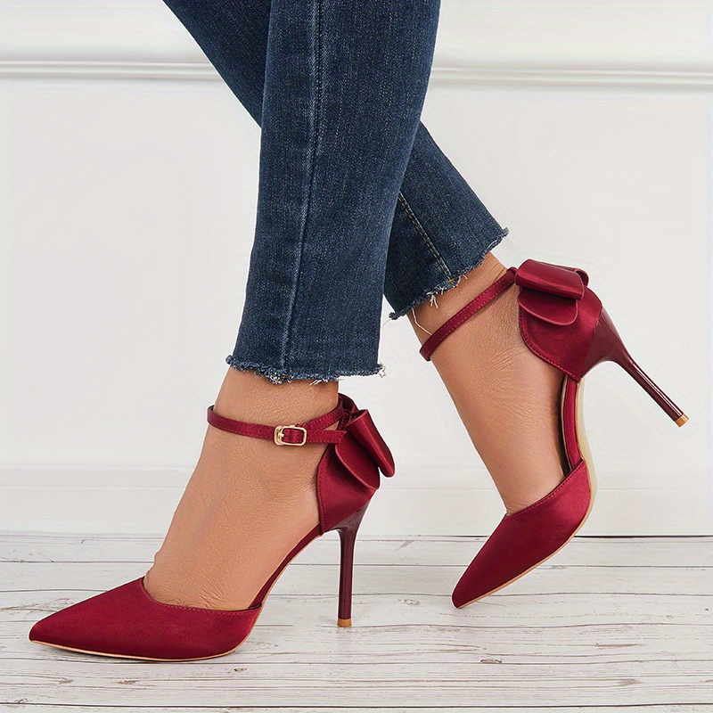 Burgundy heels with on sale bow