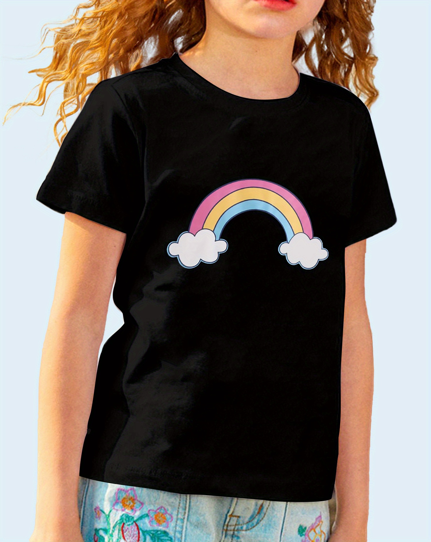 Toddler Girls Cute Rainbow Graphic T Shirt Casual Round Neck Tees Top