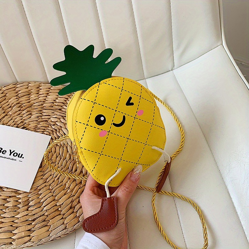 Image of Adorable Pineapple-shaped Mini Shoulder Bag - A Fashionable, Versatile, And Cute Crossbody Bag Featuring A Zipper Closure, Trendy Novelty Design, And Compact For Everyday Use
