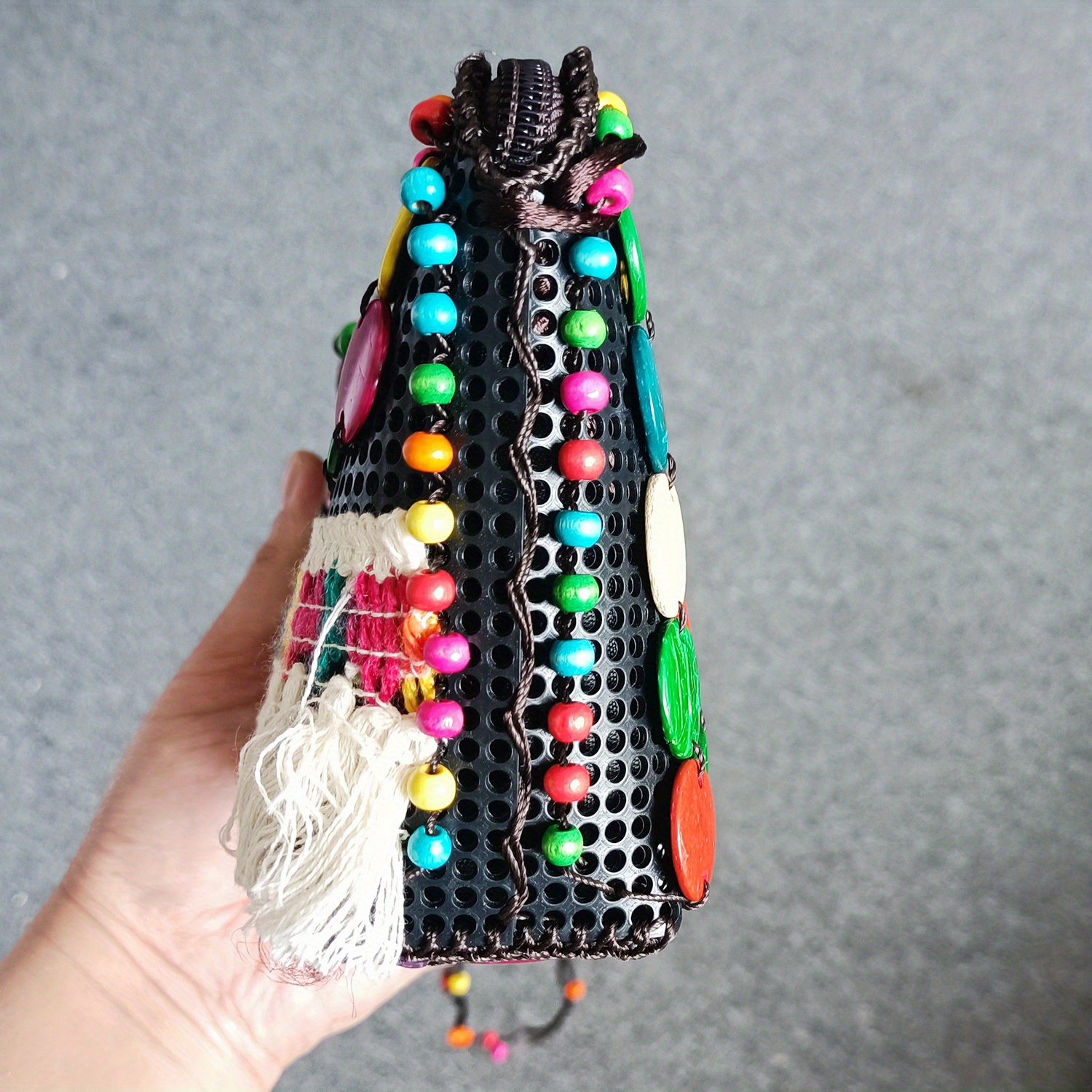 Boho multicolor real leather fringe bag with long - Depop