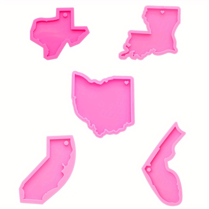 Diy Resin Silicone Mold American State Keychain Mold Ohio Louisiana Florida  Texas California Shape Silicone Resin Mold - Temu