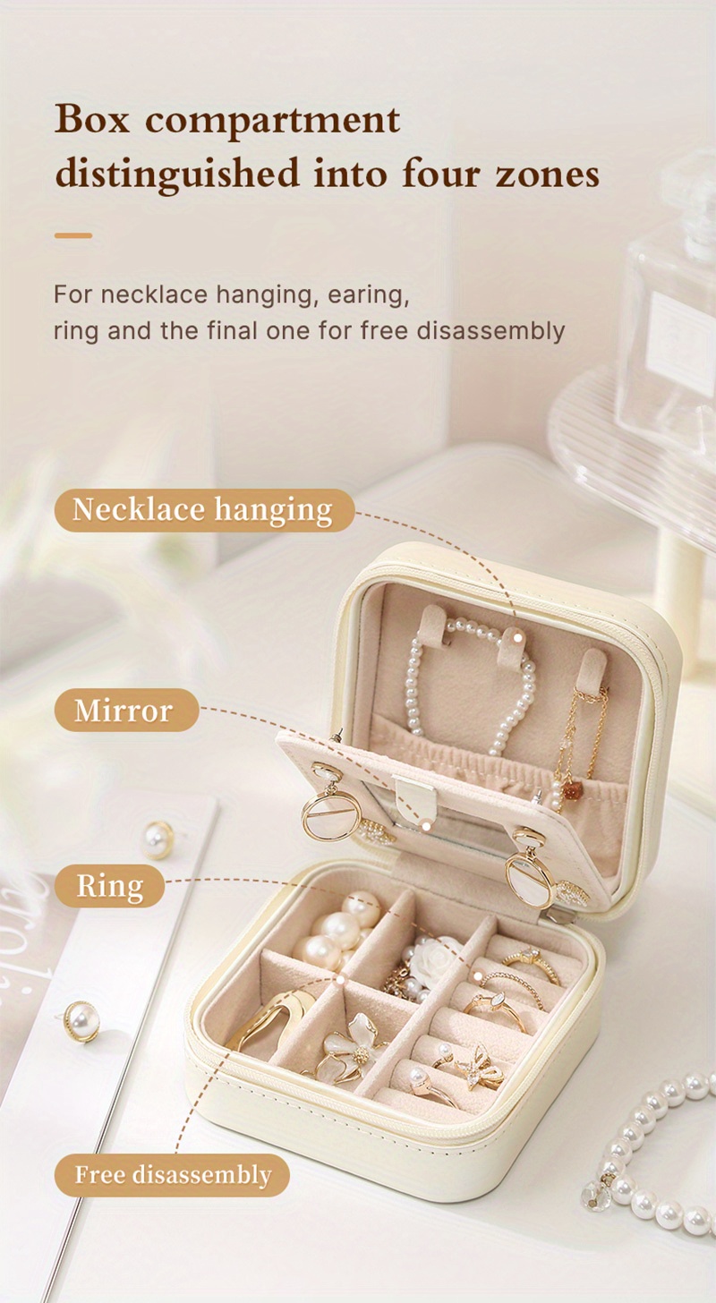 Multifunctional Mini Jewelry Box With Built in Mirror And - Temu