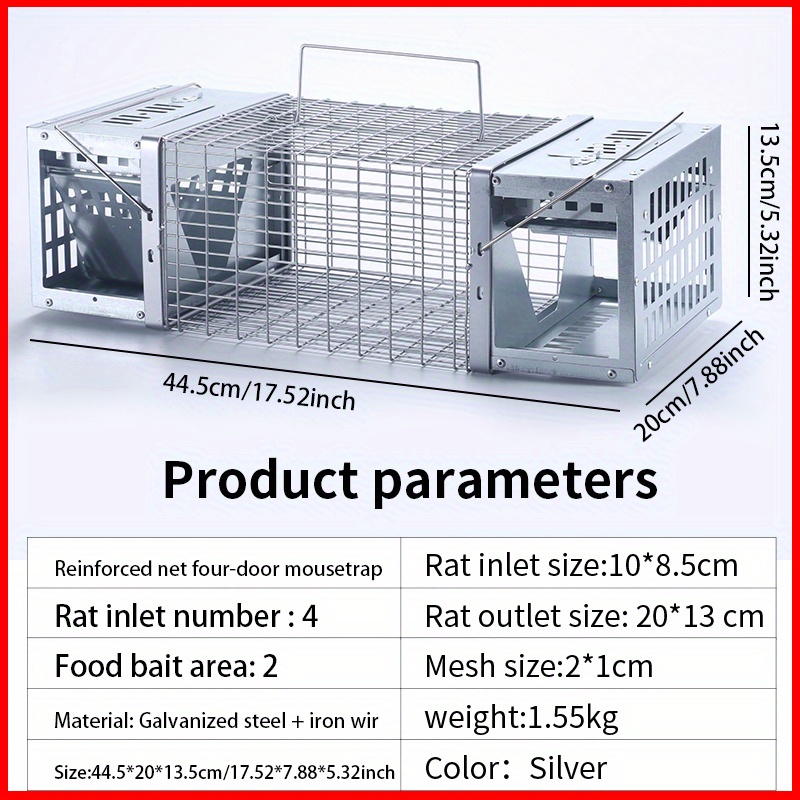 Advanced Double Door Rodent Animal Cage Humane Live Mouse Trap Rat Trap,  Pest Control - Temu