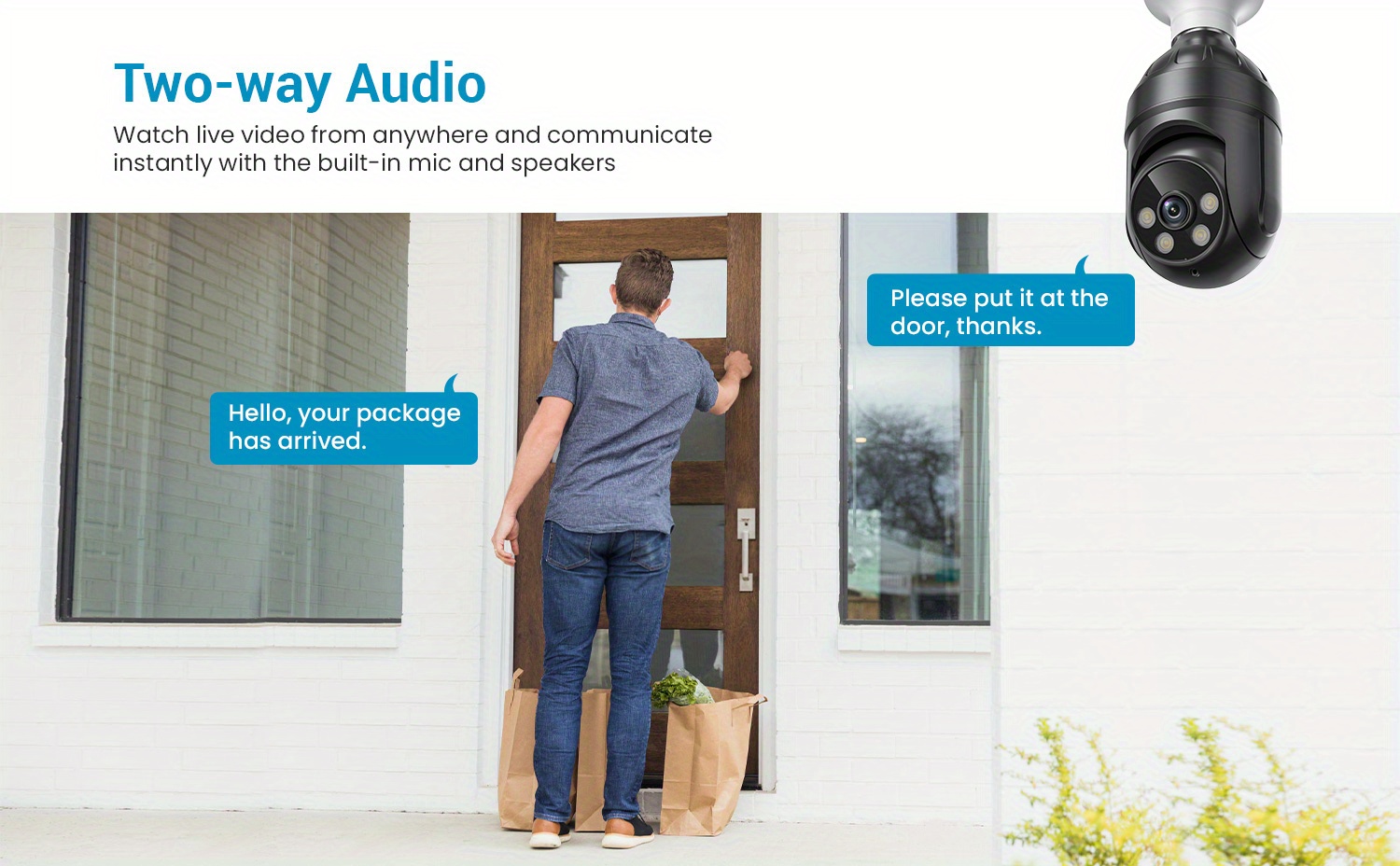 Camara De Seguridad Para Casa Interior Wifi HD Inalambrica Con Microfono y  Audio