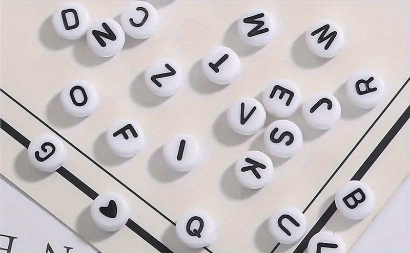 Looconi Amaney 300 Pieces 74mm White Round Acrylic Black Alphabet Vowel Letter Beads A E I O U Each 60 Pieces for Jewelry Making Bracelets Necklaces