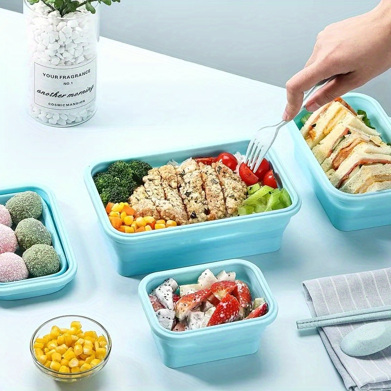 1pc Folding Silicone Insulated Lunch Box Collapsible Portable Round Bento  Box For Office Workers Leakproof Food Storage Container With Bpa Free  Airtight Plastic Lid Microwave And Freezer Safe Home Kitchen Supplies