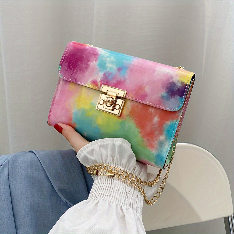 Small Metallic Glossy PU Leather Shoulder Bag Clutch Handbags for