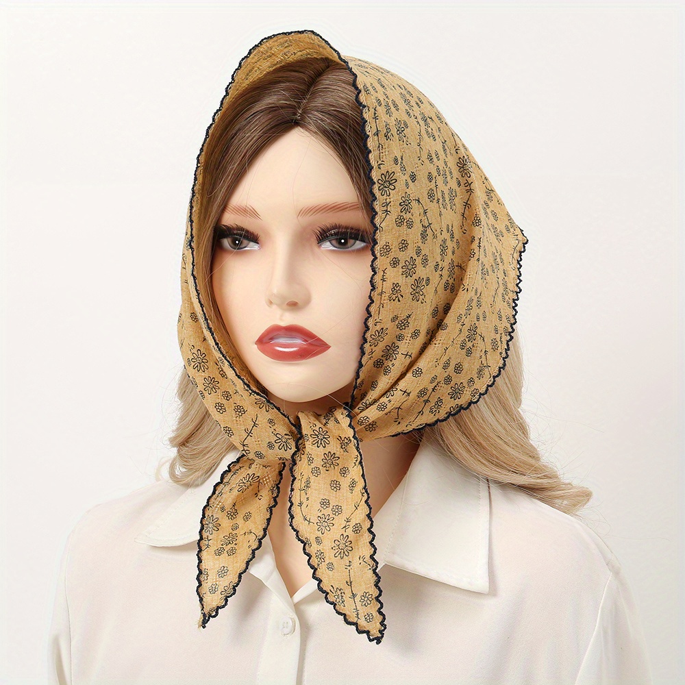 Floral Triangle Scarf Lace Head Wrap Bandana Boho Solid