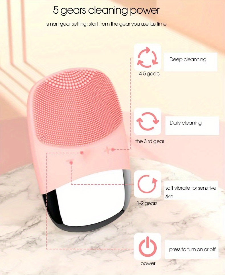 facial cleansing brush electric silicone face scrubber face details 6