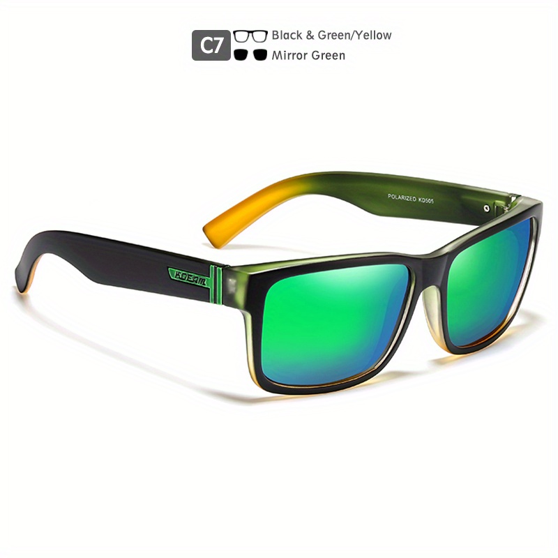 Men's Polarized Sunglasses 118 Memory Beam Spring Legs Green Paint