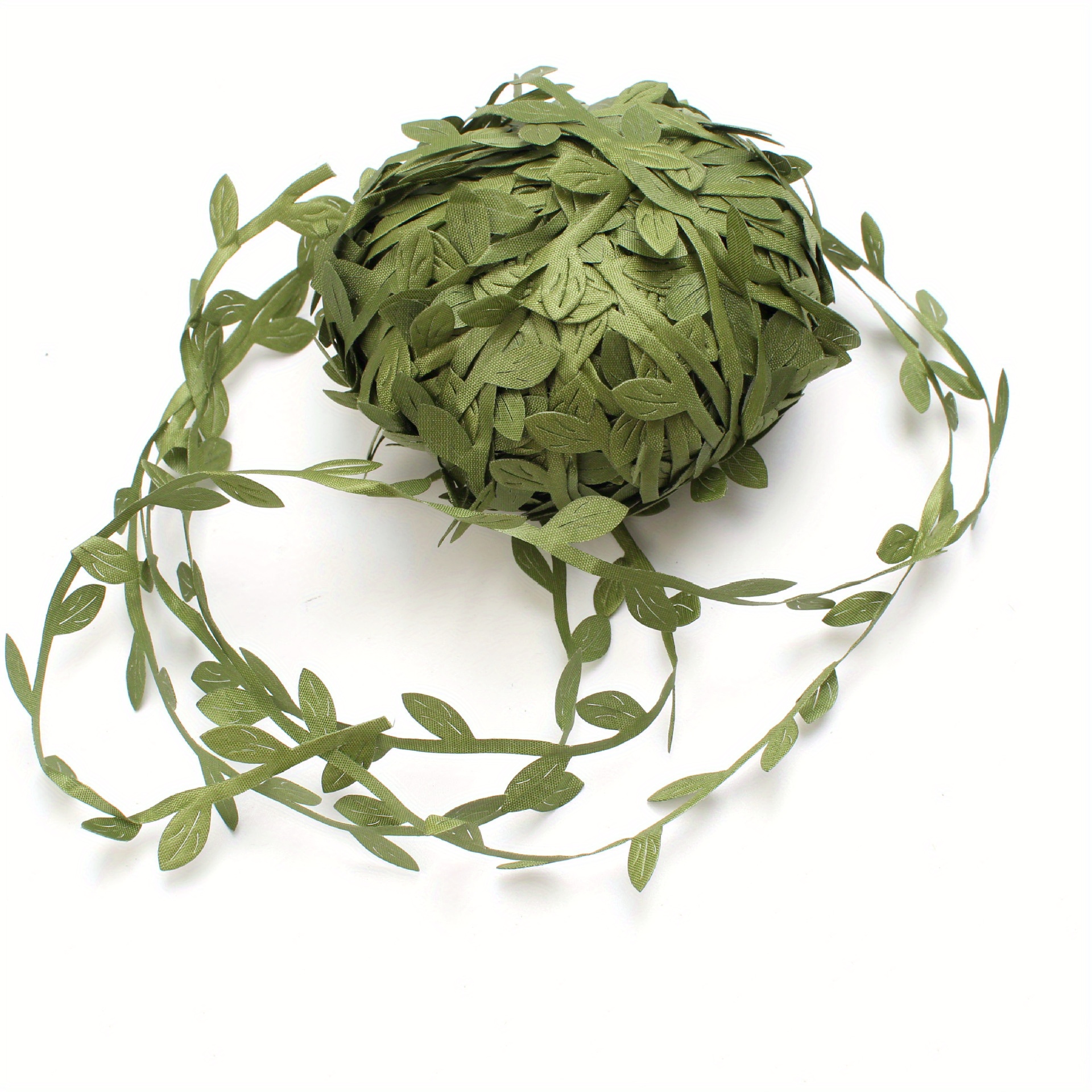 20 Yards Leaf Ribbon Olive Green Leaves Leaf Trim Ribbon - Temu