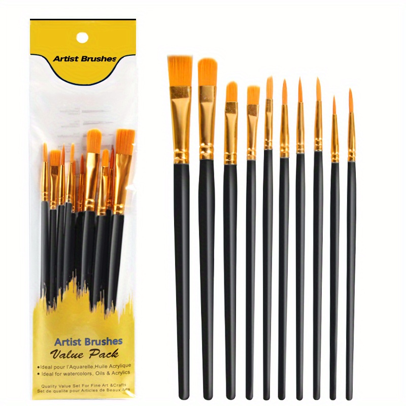 10PCS Paints Brushes Wood Fine Paint Brush Line Drawing Pens