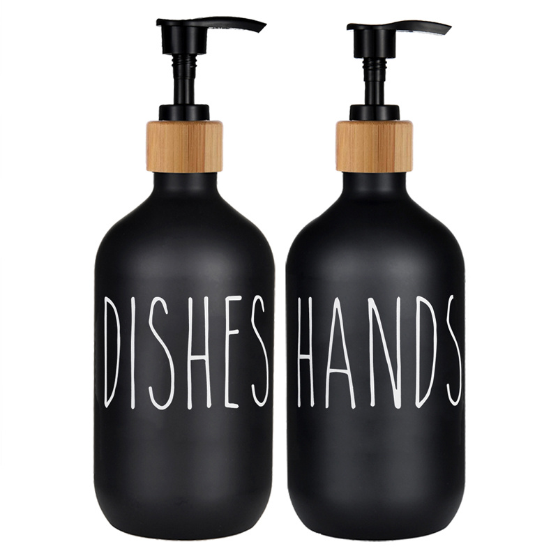 Soap Dispenser Hand Sanitizer Bottle For Kitchen Sink 500 Ml Glass Hand  Sanitizer Bottle Durable 2Pcs With Wooden Tray