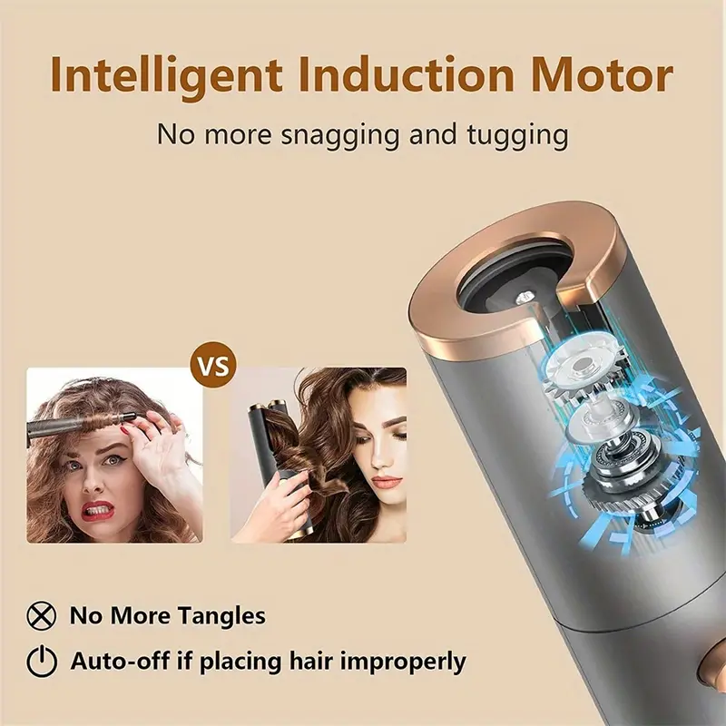 portable usb rechargeable cordless automatic hair curler ceramic cylinder spinner for long hair fast heating anti  styling on the go details 5