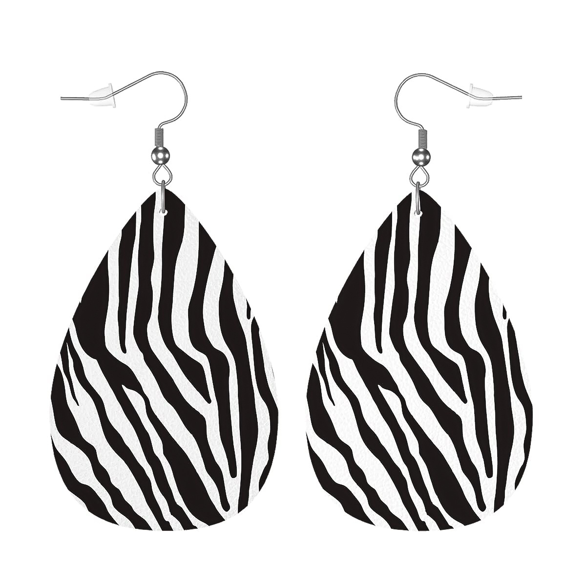Animal Print Drop and Dangle Earrings - White/Black