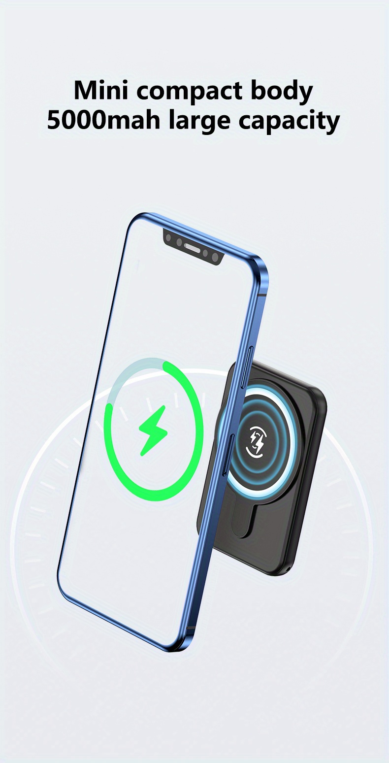 Wireless Charger 5000mah Power Bank Portable Mobile Temu